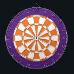 Dart Board: White, Orange, And Purple Dartboard<br><div class="desc">White,  Orange,  And Purple Coloured Dart Board Game Including 6 Brass Darts</div>