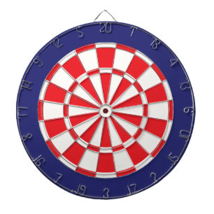Dart Board: White, Red, And Navy Blue Dartboard