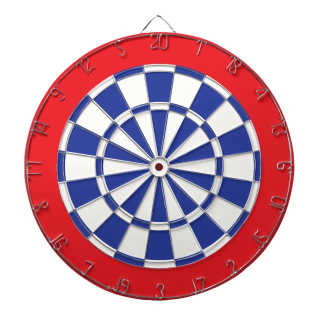Dart Board: White, Royal Blue, And Red Dartboard (Front)
