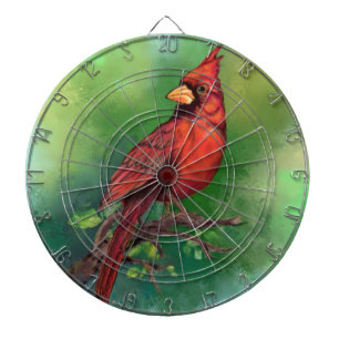 Dart Board with Northern Red Cardinal Bird