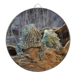 Dart Board with two curious lizards