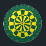 Dart Board: Yellow, Green, And Dark Green Dartboard<br><div class="desc">Yellow,  Green,  And Dark Green Coloured Dart Board Game Including 6 Brass Darts</div>