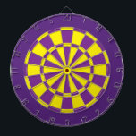 Dart Board: Yellow, Purple, And Dark Purple Dartboard<br><div class="desc">Yellow,  Purple,  And Dark Purple Coloured Dart Board Game Including 6 Brass Darts</div>
