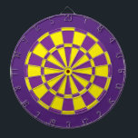 Dart Board: Yellow, Purple, And Dark Purple Dartboard<br><div class="desc">Yellow,  Purple,  And Dark Purple Coloured Dart Board Game Including 6 Brass Darts</div>