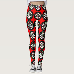 Dart Boards Pattern Red Leggings