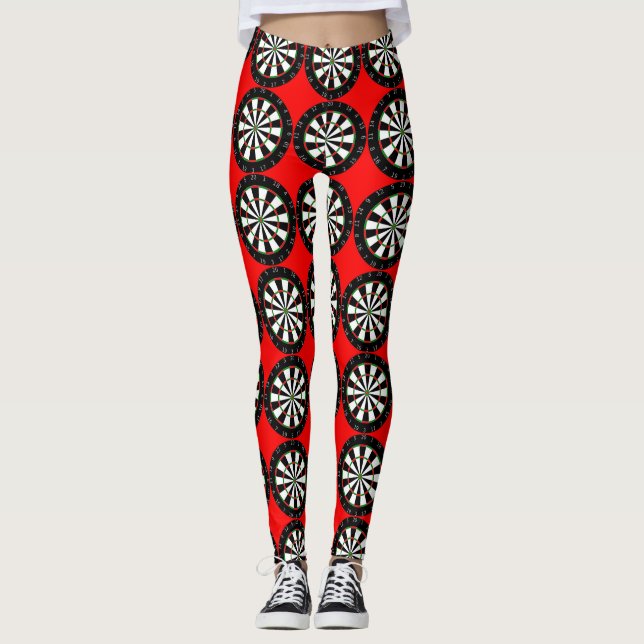 Dart Boards Pattern Red Leggings (Front)