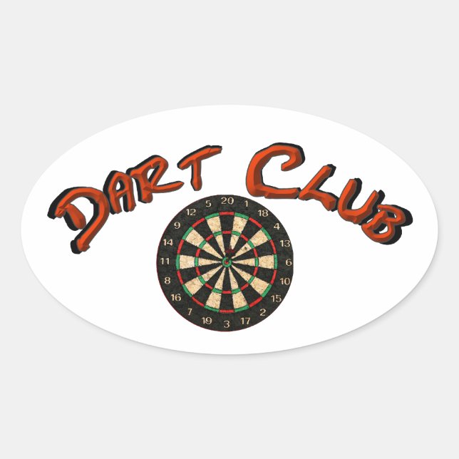 Dart Club Logo Oval Sticker White (Front)
