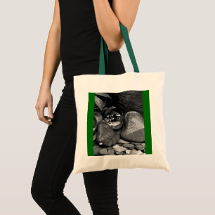 Dart Frogs Sharing Rock B+W Tote Bag