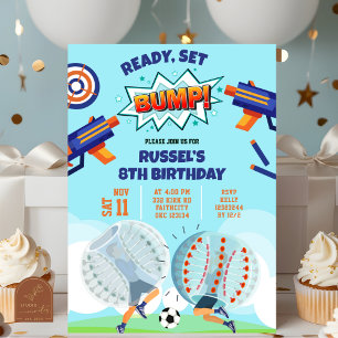 Dart Gun and Bubble Soccer Birthday Invitation