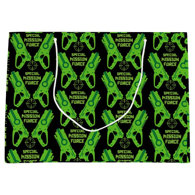 Dart Gun Battle Birthday Large Gift Bag (Front)
