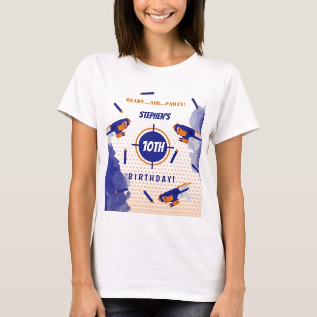 Dart Gun Battle War Boys Birthday Party Mum T-Shirt (Front)