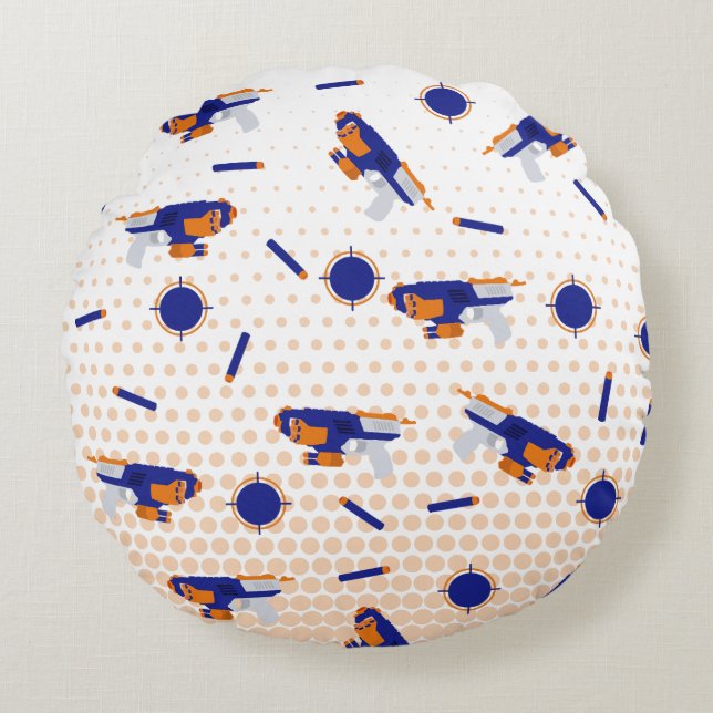 Dart Gun Battle War Boys Target Pattern Round Cushion (Front)