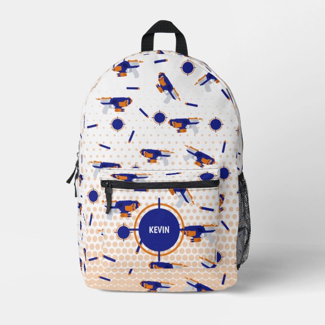 Dart Gun Battle War Boys Target Pattern School Printed Backpack (Front)