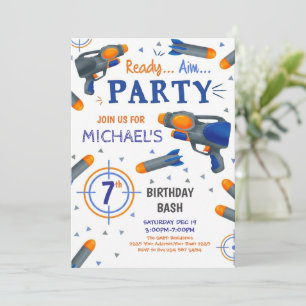 Dart Gun Birthday Invitation