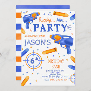 Dart Gun Birthday Invitations