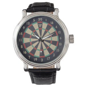 Dart In Bulls Eye On Dartboard, Watch