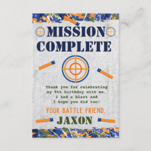 Dart Military Birthday Party Card Favor Card