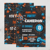Dart Party Birthday Invitation | Dart Gun