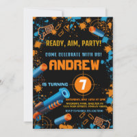 Dart Party Birthday Invitation | Dart Gun