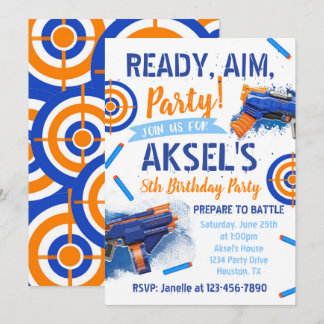 Dart Party Birthday Invitation | Dart Gun