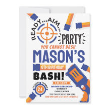 Dart Party Birthday Invitation Dart Gun Invite