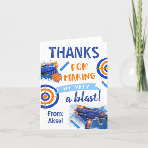 Dart Party Thank You Card   Dart Birthday
