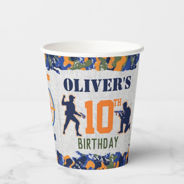 Dart Soldiers Camo Military Birthday Party Paper Cups (Back)