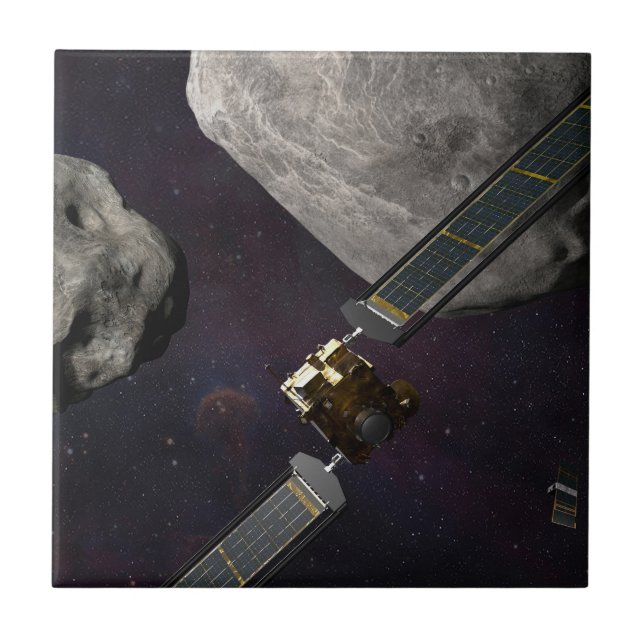 Dart Spacecraft And The Liciacube Prior To Impact Ceramic Tile (Front)