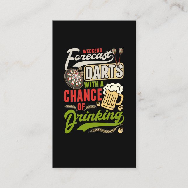 Dart Throwing Dartboard 180 Darts and Beer Business Card (Front)