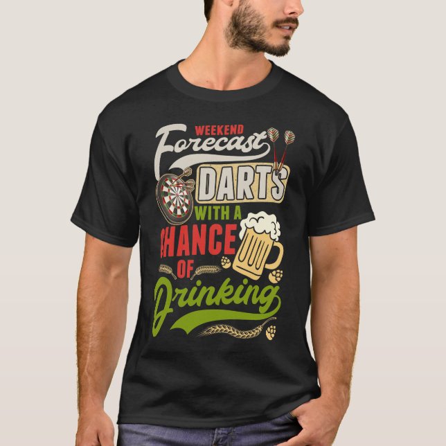 Dart Throwing Dartboard 180 Darts and Beer T-Shirt (Front)