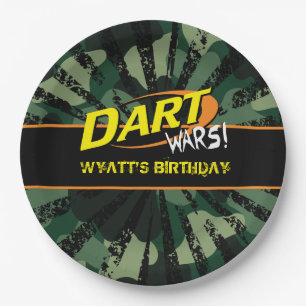 Dart Wars, Camo, Birthday 9 Inch Paper Plate