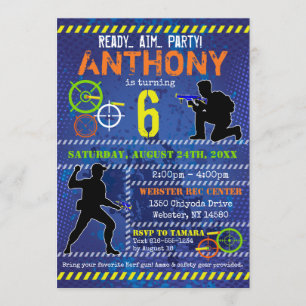 Dart Wars Party Blaster Gun Birthday Invitation