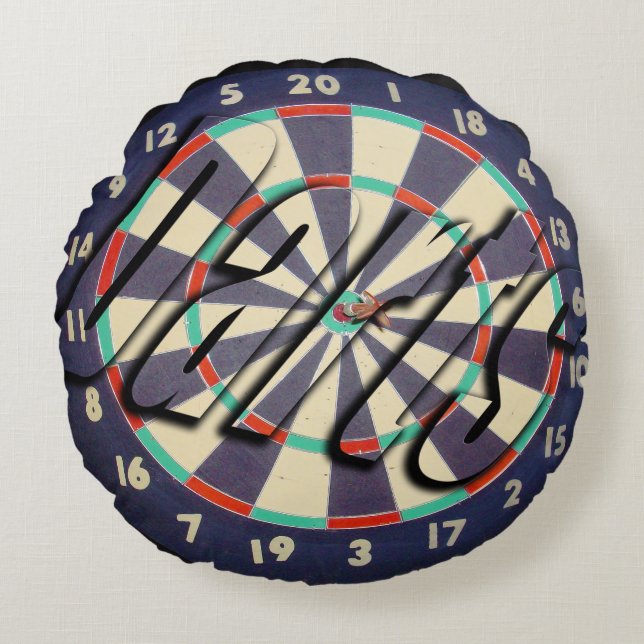 Dartboard and Darts logo, Round Cushion (Front)