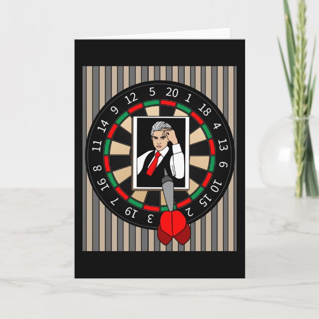 Dartboard Dart Player With Darts Arrows Card (Front)