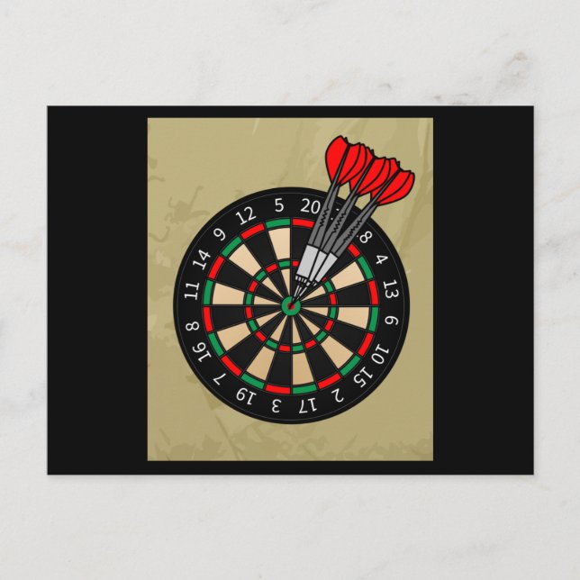 Dartboard Dart Player With Darts Arrows Postcard (Front)