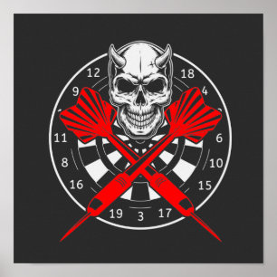 Dartboard Darts Skull     Poster