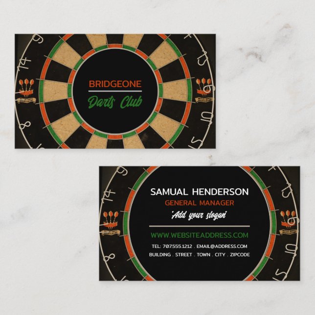 Dartboard Design, Darts Club Business Card (Front/Back)