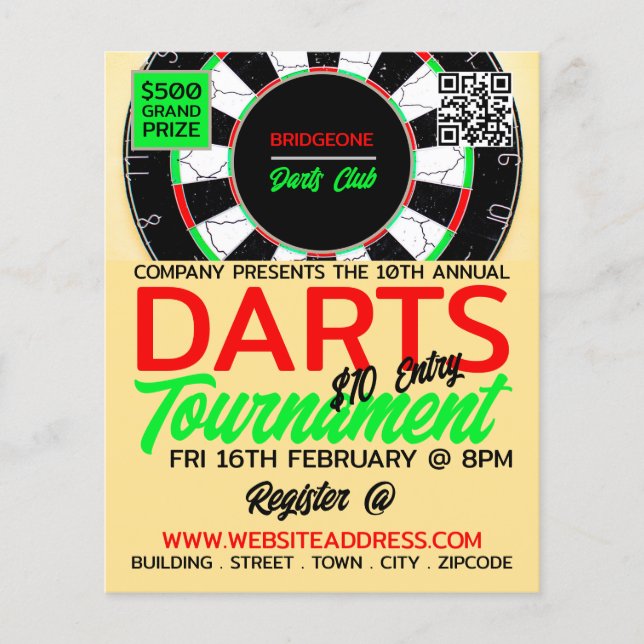 Dartboard Design, Darts Tournament Advertising Flyer (Front)