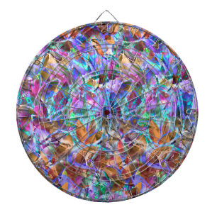 Dartboard Floral Abstract Stained Glass