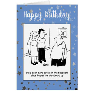 Dartboard in the Bedroom. Funny Cartoon