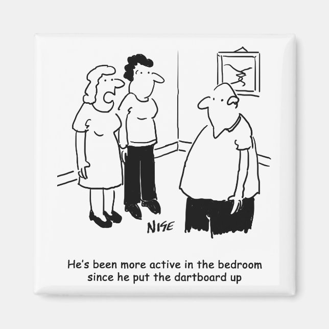 Dartboard in the Bedroom. Funny Cartoon Magnet (Front)