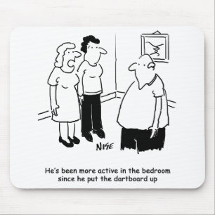 Dartboard in the Bedroom. Funny Cartoon Mouse Pad