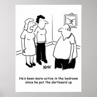 Dartboard in the Bedroom. Funny Cartoon
