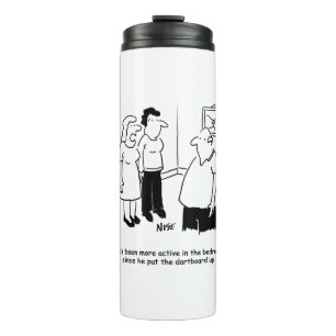 Dartboard in the Bedroom. Funny Cartoon Thermal Tumbler