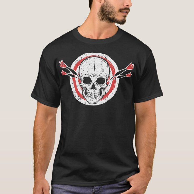 Dartboard Skeleton Darts Player T-Shirt (Front)