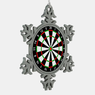 Dartboard Snowflake Pewter Christmas Ornament