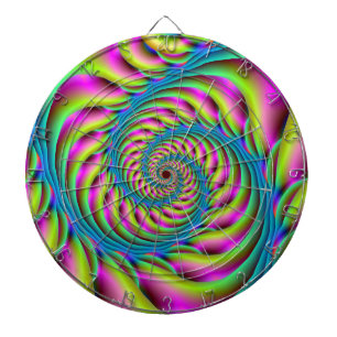 Dartboard Spiral in Pink Turquoise and Yellow