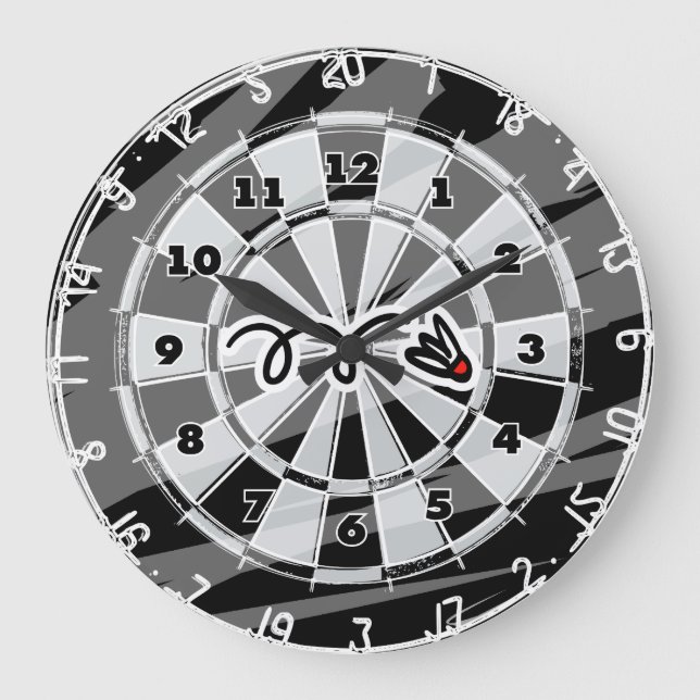 Dartboard wall clock with badminton shuttle (Front)