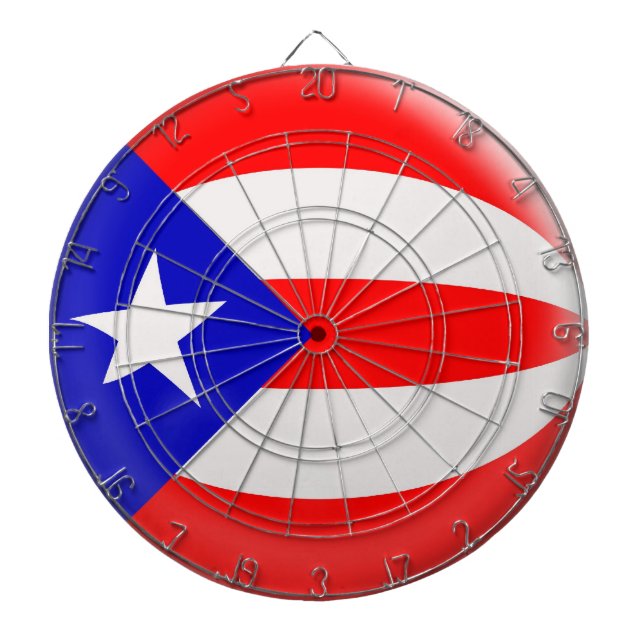 Dartboard with 6 darts Puerto Rico flag (Front)
