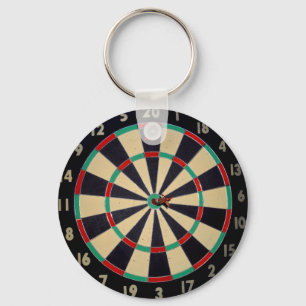 Dartboard With A Dart in Bullseye, Keyring